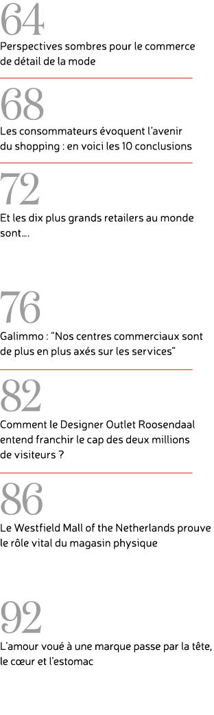 64 Perspectives sombres pour le commerce de d tail de la mode ￼ 68 Les consommateurs voquent l’avenir du shopping : ...