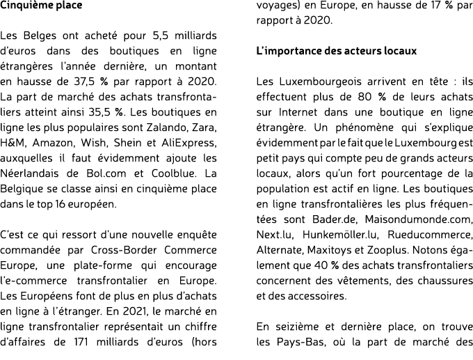 Cinqui me place Les Belges ont achet pour 5,5 milliards d’euros dans des boutiques en ligne  trang res l’ann e derni...