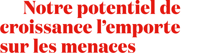  Notre potentiel de croissance l’emporte sur les menaces 