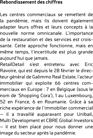 Rebondissement des chiffres Les centres commerciaux se remettent de la pand mie, mais ils doivent galement adapter l...