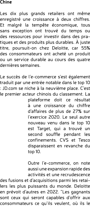 Chine Les dix plus grands retailers ont m me enregistr une croissance   deux chiffres. Et malgr  la temp te  conomiq...