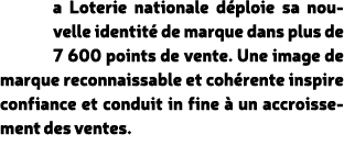 a Loterie nationale d ploie sa nouvelle identit de marque dans plus de 7 600 points de vente. Une image de marque re...