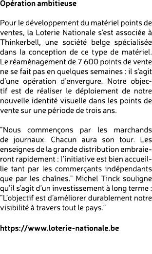 Op ration ambitieuse Pour le d veloppement du mat riel points de ventes, la Loterie Nationale s’est associ e  Thinke...