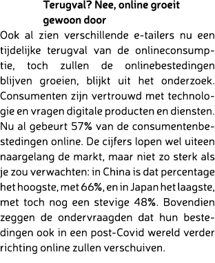Terugval? Nee, online groeit gewoon door Ook al zien verschillende e-tailers nu een tijdelijke terugval van de online...