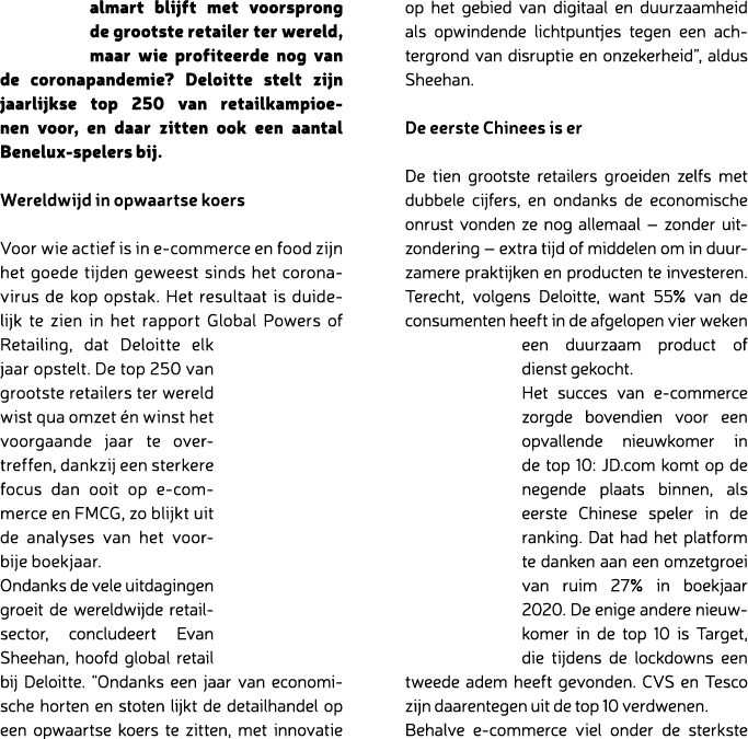 almart blijft met voorsprong de grootste retailer ter wereld, maar wie profiteerde nog van de coronapandemie? Deloitt...