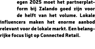 egen 2025 moet het partnerplatform bij Zalando goed zijn voor de helft van het volume. Lokale influencers maken het e...