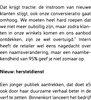 Dat krijgt tractie: de instroom van nieuwe klanten stijgt, ook onze conversieratio gaat omhoog. We moeten heel hard r...