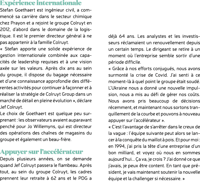 Exp rience internationale Stefan Goethaert est ing nieur civil, a commenc sa carri re dans le secteur chimique chez ...