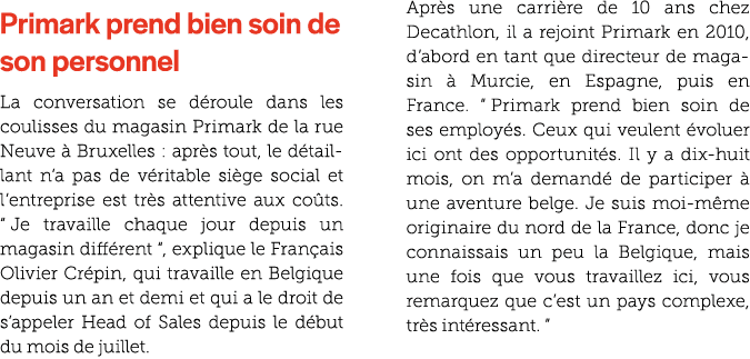Primark prend bien soin de son personnel La conversation se d roule dans les coulisses du magasin Primark de la rue N...