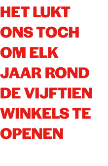 Het lukt ons toch om elk jaar rond de vijftien winkels te openen