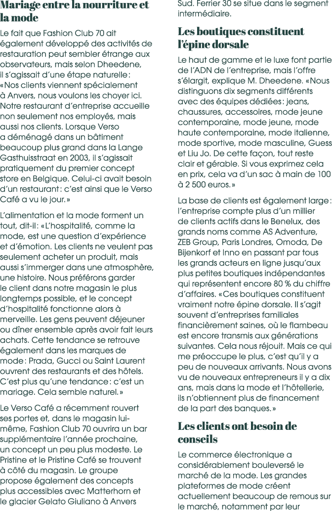 Mariage entre la nourriture et la mode Le fait que Fashion Club 70 ait galement d velopp  des activit s de restaurat...