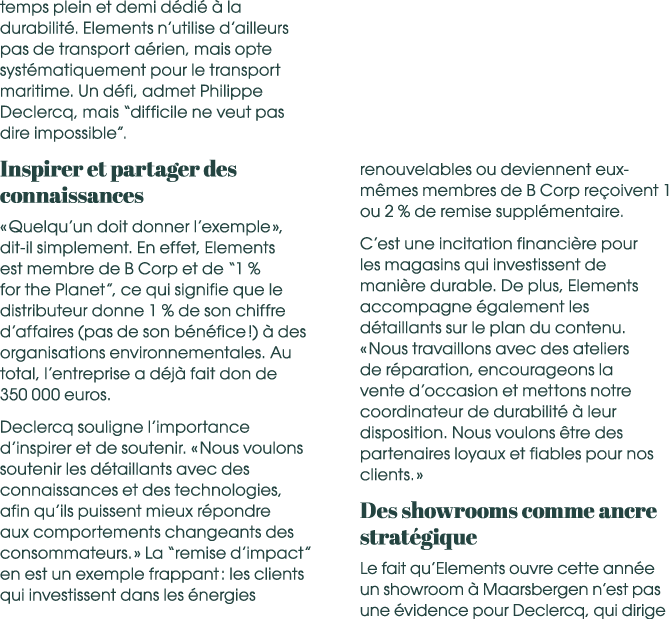 temps plein et demi d di   la durabilit . Elements n’utilise d’ailleurs pas de transport a rien, mais opte syst mati...