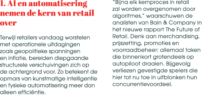 1. AI en automatisering nemen de kern van retail over Terwijl retailers vandaag worstelen met operationele uitdaginge...