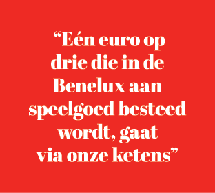  “E n euro op drie die in de Benelux aan speelgoed besteed wordt, gaat via onze ketens”