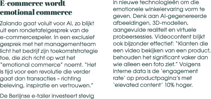 E commerce wordt emotional commerce Zalando gaat voluit voor AI, zo blijkt uit een rondetafelgesprek van de e commerc...