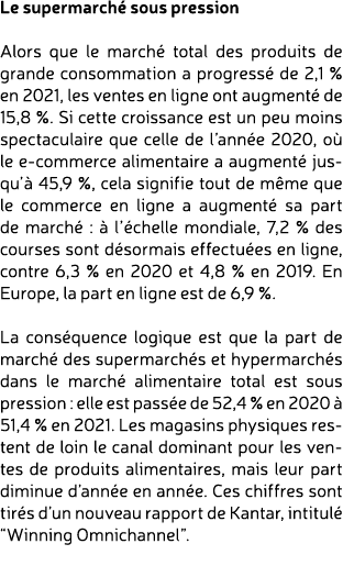 Le supermarch sous pression Alors que le march  total des produits de grande consommation a progress  de 2,1 % en 20...