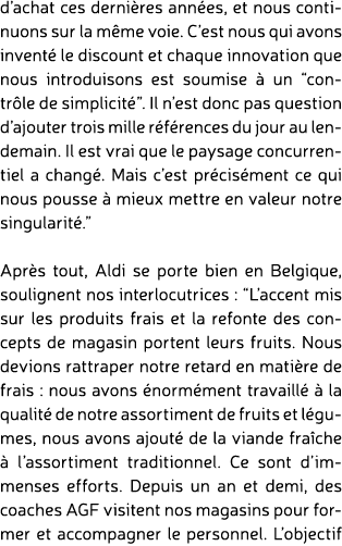 d’achat ces derni res ann es, et nous continuons sur la m me voie. C’est nous qui avons invent le discount et chaque...