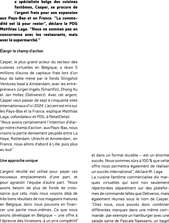 e sp cialiste belge des cuisines fant mes, Casper, se procure de l’argent frais pour son expansion aux Pays Bas et en...