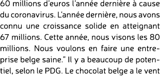60 millions d’euros l’ann e derni re  cause du coronavirus. L’ann e derni re, nous avons connu une croissance solide...
