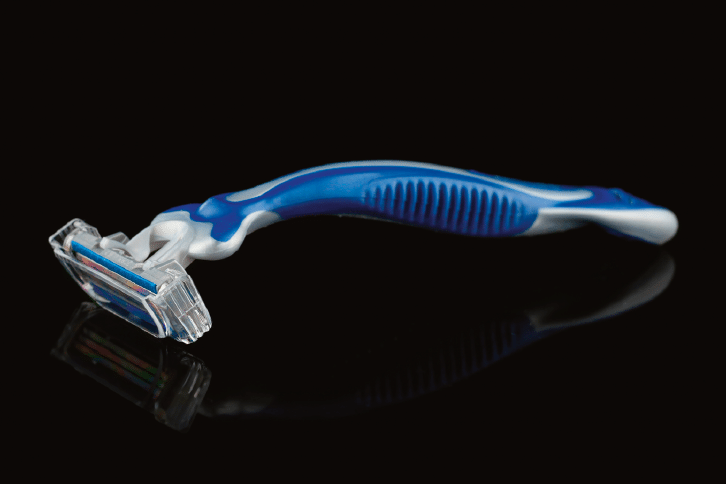 LVIV, UKRAINE - July 20, 2022: Gillette blue 3 shavers