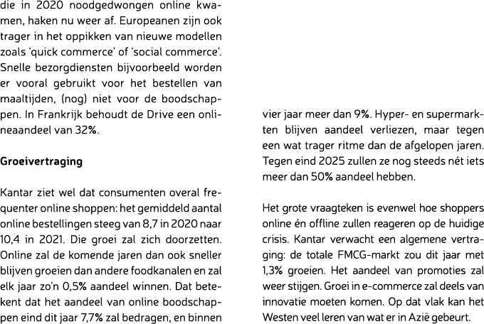 die in 2020 noodgedwongen online kwamen, haken nu weer af. Europeanen zijn ook trager in het oppikken van nieuwe mode...