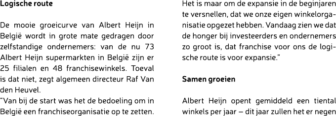 Logische route De mooie groeicurve van Albert Heijn in Belgi wordt in grote mate gedragen door zelfstandige ondernem...